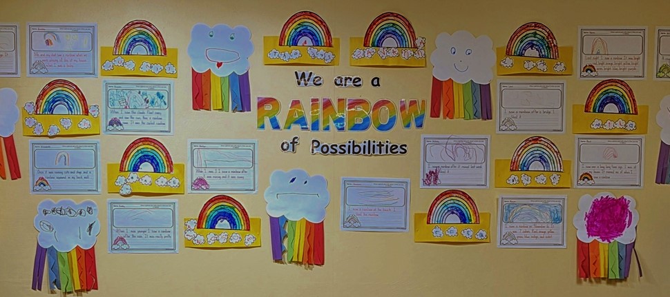 Rainbow art made by Preschoolers
